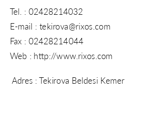 Rixos Premium Tekirova iletiim bilgileri